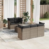 VidaXL Set mobilier grădină cu perne, 6 piese, gri, poliratan