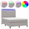 Pat cu arcuri, saltea si LED, gri deschis, 140x190 cm, textil
