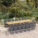 vidaXL Set mobilier de grădină cu perne, 15 piese, gri, poliratan