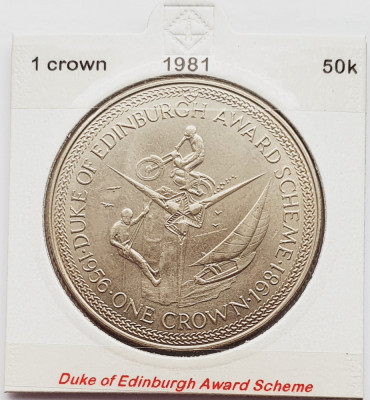 1893 Insula Man 1 crown 1981 Duke of Edinburgh Award Scheme km 76 foto