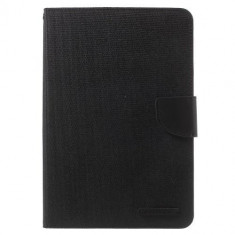 Husa iPad mini 2 / 3 - Canvas Diary Book Type Magnetic Negru foto