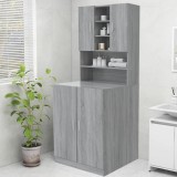Dulap Masina Spalat Rufe vidaXL Gri Sonoma 70.5x25.5x90 cm, Mobilier Baie, Lemn, Rafturi Depozitare