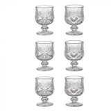 Pahar pentru lichior, Set 6 buc, 28 ml, Transparent cu model, 7x4 cm, Sticla, ATU-087704, Oem
