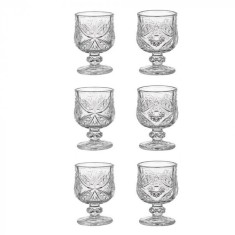 Pahar pentru lichior, Set 6 buc, 28 ml, Transparent cu model, 7x4 cm, Sticla, ATU-087704