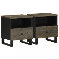 vidaXL Noptiere, 2 buc., negru, 40x33x46 cm, lemn masiv de mango 4017691