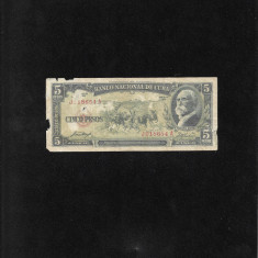 Cuba 5 pesos 1958 seria018654 uzata