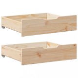 Gossi sertare de pat cu roti, 2 buc., 75x55x16 cm, lemn masiv de pin
