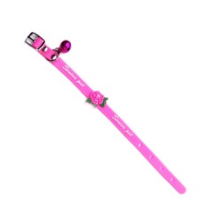 Zgarda ajustabila pentru catei si pisici cu clopotel, 29cm, Silicon, Roz, Ropet