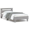 VidaXL Cadru de pat cu tăblie și lumini LED, gri sonoma, 90x190 cm 838748