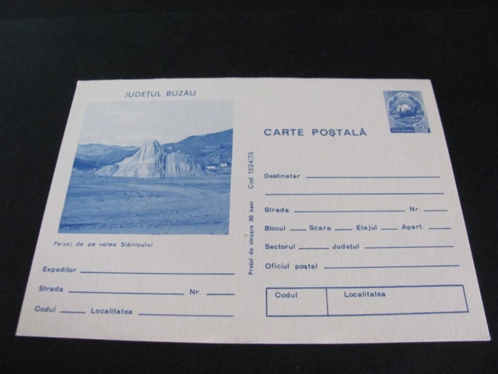 Județul Buzău . Peisaj de pe valea Slănicului . Carte Poștală Epoca Ceaușescu