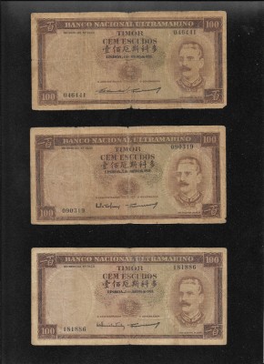 Rar! Set Timor Timorul de Est 6 x 100 escudos 1959 toate semnaturile foto