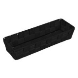 Coș de depozitare din ratan, cu cadru metalic, negru, 26x10x6 cm, CMCLASS