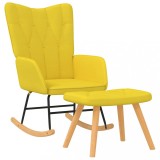 VidaXL Scaun balansoar cu taburet, galben muștar, textil