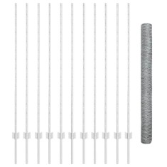 vidaXL &Icirc;ngrădire cu st&acirc;lpi Argintiu 1.4 x 25 m Oțel 3337009