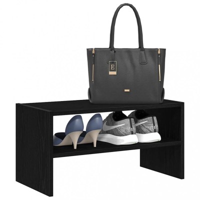 vidaXL Suport pantofi stivuibil Stejar negru 60x30x30,5 cm foto