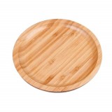 Platou rotund Pufo din lemn de bambus pentru servire alimente, aperitive, dulciuri, pizza, 25 cm, maro