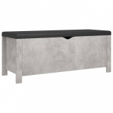 Cutie depozitare pernă gri beton, 105x40x45 cm, lemn prelucrat