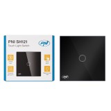 Resigilat : Intrerupator simplu cu touch PNI SH121, din sticla, negru, cu LED indi