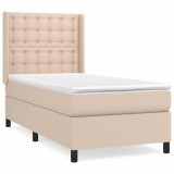 Cumpara ieftin Pat box spring cu saltea, cappuccino, 80x200 cm piele ecologica