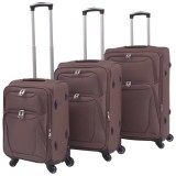 Set trolere din material textil, 3 piese, cafeniu