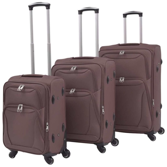 Set trolere din material textil, 3 piese, cafeniu