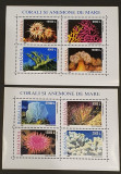 LP 1570 + LP 1577a - Corali și anemone - blocuri de 4 timbre - 2001 și 2002, Nestampilat