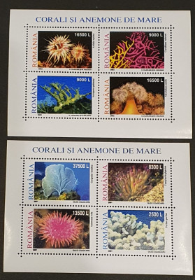 LP 1570 + LP 1577a - Corali și anemone - blocuri de 4 timbre - 2001 și 2002 foto