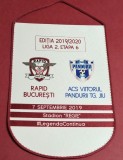 Fanion (protocol) meci fotbal RAPID BUCURESTI - VIITORUL PANDURII TARGU-JIU (07.09.2019 - Liga 2-a etapa 6)