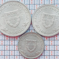 Set 3 monede Portugalia 5, 10, 20 escudos Henry the Navigator 1960 argint - A031