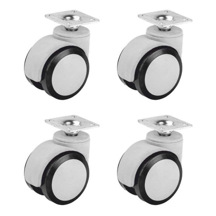 Set 4 Roti pentru mobila, gri, cu rulment, &Oslash; 50 mm, placa 38 x 38 mm