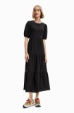 Desigual rochie culoarea negru, midi, evazată