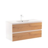 Dulap inferior Vario Forte 100 cu lavoar, stejar alb