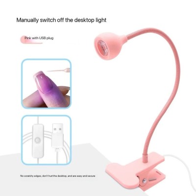 Lampă LED-lanternă cu clemă, flexibilă, cu conector USB, 3W, roz foto