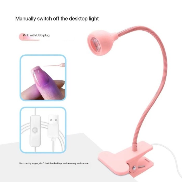 Lampă LED-lanternă cu clemă, flexibilă, cu conector USB, 3W, roz