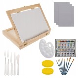 Set pictura si desen, trusa lemn 3 in 1, 45 piese, 34x26x6.5 cm, Maaleo