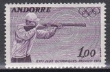 Andorra franceza 1972 - Jocurile Olimpice - Munchen, MNH