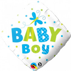 Balon botez baietel Baby Boy Diamond din folie 43cm foto