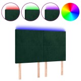 Cumpara ieftin Tablie de pat cu LED, verde inchis, 144x5x118/128 cm, catifea