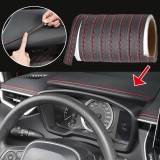 Cumpara ieftin Banda decorativa pentru interiorul vehiculului, lungime 2m, din piele ecologica, culoare Neagra + cusatura Rosie, AVEX