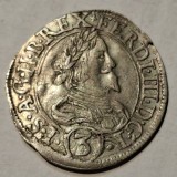 Austria 3 kreuzer 1638 /Viena argint Ferdinand lll stare XF