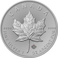 Moneda argint 999 lingou, Maple Leaf Canada 2021, 1 uncie = 31 grame foto