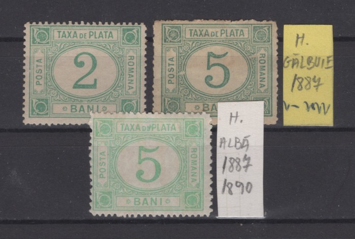 Taxa de plata tipar verde fara filigran 1887-1890 MH