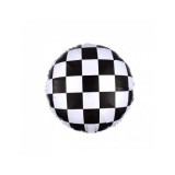 Balon folie rotund carouri albe si negre 45 cm