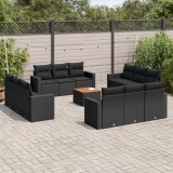 vidaXL Set mobilier de grădină cu perne, 13 piese, negru, poliratan 3256384