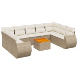 Cumpara ieftin Set canapele de gradina cu perne, 10 piese, bej, poliratan