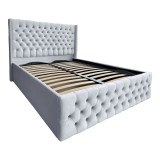 Pat Matrimonial Allegria tapitat cu somiera rabatabila diverse dimensiuni, culoare gri deschis - 200x200
