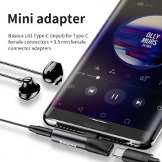 Baseus L41 USB Type-C - Adaptor audio Type-C 3,5 mm negru (CATL41-01)