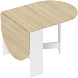 HOMCOM Masă Pliabil Con 2 Extensii Oval Economizor de Spațiu, Color Lemn | Aosom Romania