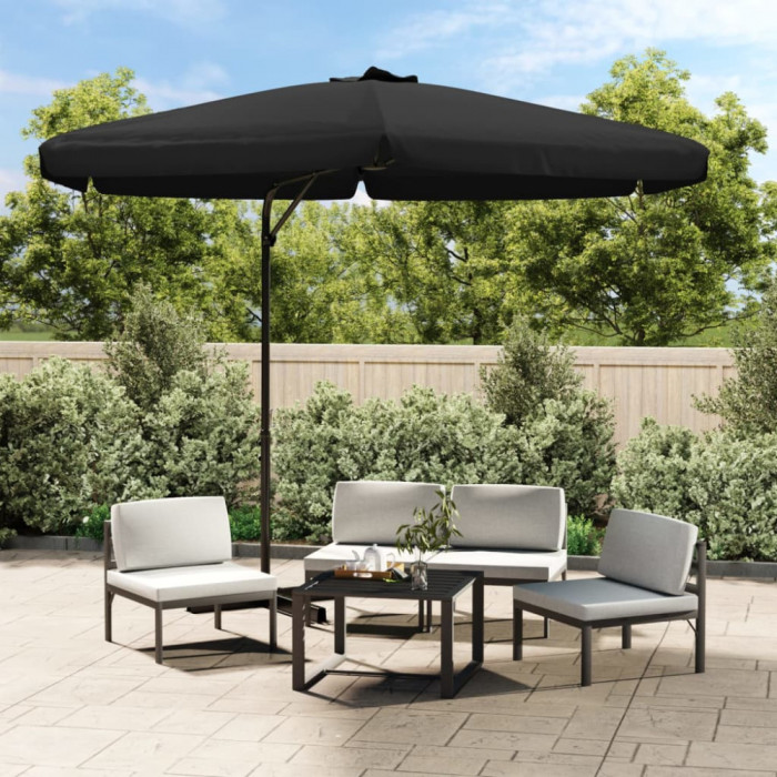 vidaXL Umbrelă de soare de exterior cu st&acirc;lp din oțel, negru, 300 cm