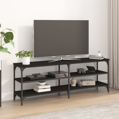 Comoda TV, negru, 140x30x50 cm, lemn prelucrat foto
